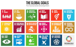 The 17 global goals icons in a grid 