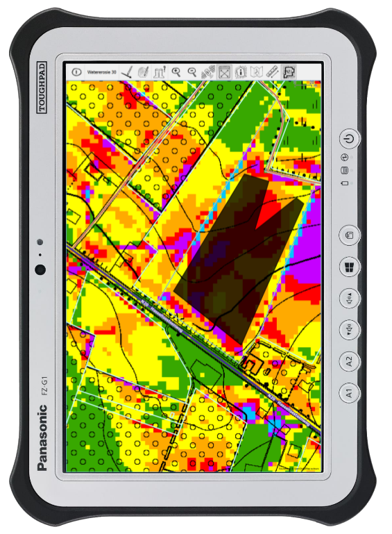 From the presentation - a tablet showing a soil erosion map and a selected area
