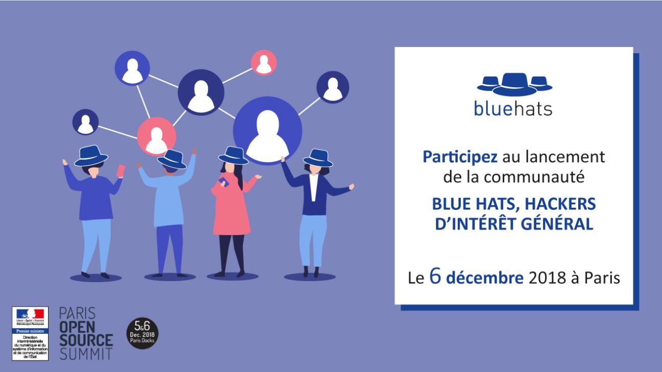 This image was used by Dinsic to announce the event in Paris, it includes that text and a drawing of 4 people wearing blue hats