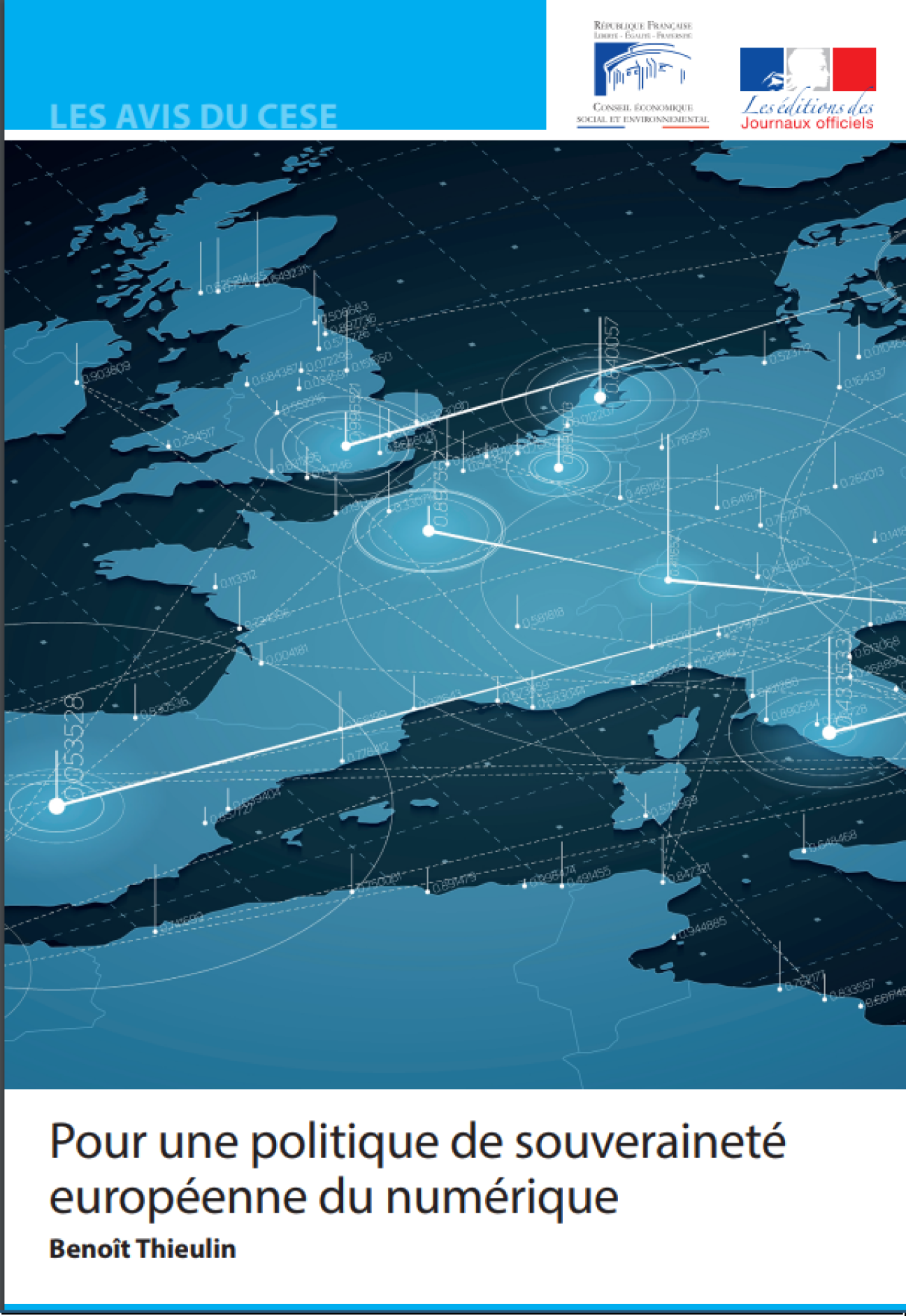 The image shows the cover of the report: The European Digital Sovereignty Policy, a report by France’s Economic, Social and Environmental Council (ESEC).