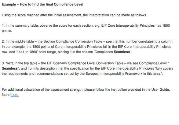 Example Compliance Level EIF