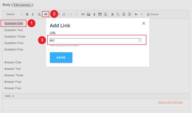 Creating the anchor tag ID links