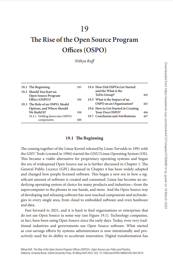 Cover of the document "The Rise of the Open Source Program Offices (OSPO)"