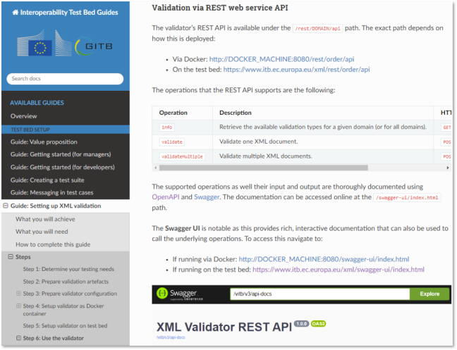 Validator guides (REST API section)